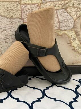 Pre-owned Birkenstock Gizeh Black Women’s Slide Sandals 37/6 Regular fit